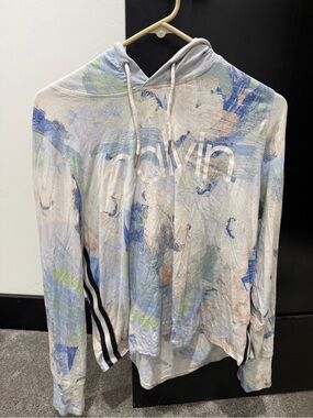Calvin Klein Performance Light Blue and Beige Tie-Dye Hoodie